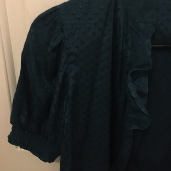 Satin Teal polka dots adorable blouse - Picture 3 of 9